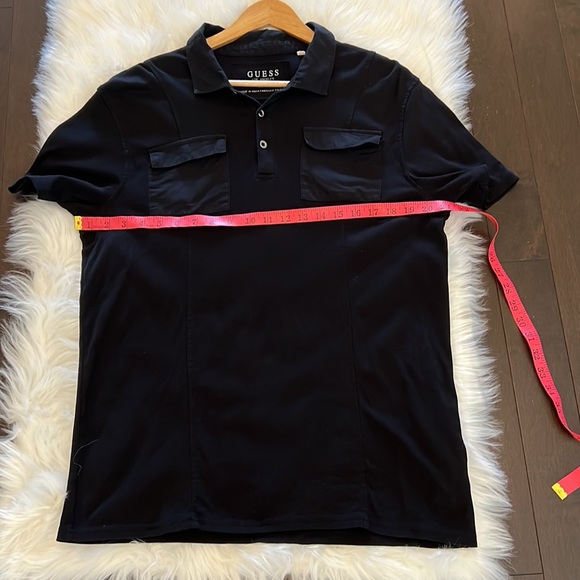 Guess Polo Black with Silver Buttons Functional Pockets 100% Cotton Large - Picture 3 of 5